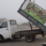 Le camion du paysagiste JM Desclos à Ouistreham pour évacuer les végétaux