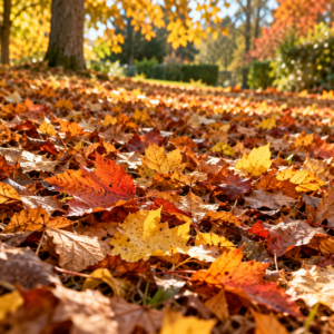 Feuilles mortes au sol à Ouistreham